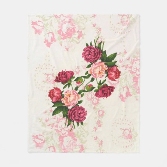 Manta Polar Pink Roses Fleece Blanket (Anverso)