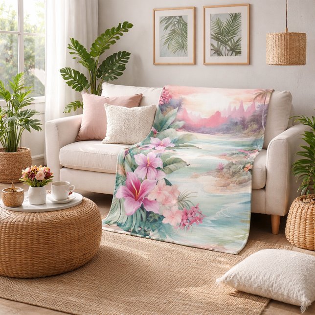 Manta Polar Pink Tropical Beach (Subido por el creador)