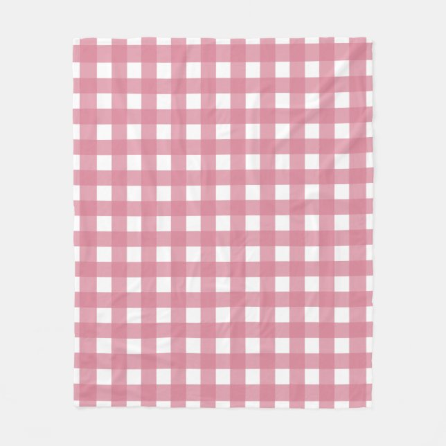 Manta Polar Pink White Gingham Check Plaid (Anverso)