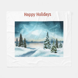 Manta Polar Pinos nevados cerca de un lago