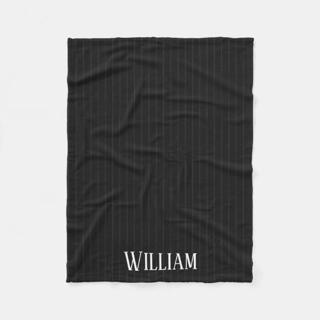 Manta Polar Pinstripes negras personalizadas (Anverso)