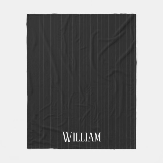 Manta Polar Pinstripes negras personalizadas (Anverso)