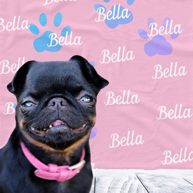 Manta Polar Pinta Impresiones Pink Personalizado Nombre de per (Paw Prints Pink Personalized Female Dog Name Fleece Blanket
)