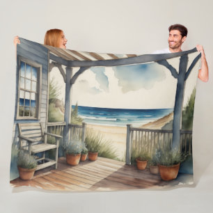 Manta Polar Pintado de color de agua Ocean View Front Porch
