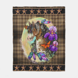 Manta Polar Pintar caballo Mustang con iris y mariposas