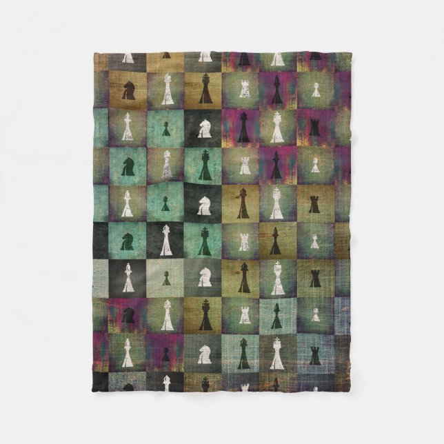 Manta Polar Pinte e imprima los pedazos del tablero de ajedrez (Anverso)