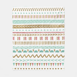 Manta Polar Pintura a mano tribal Diseño geométrico azteca azt