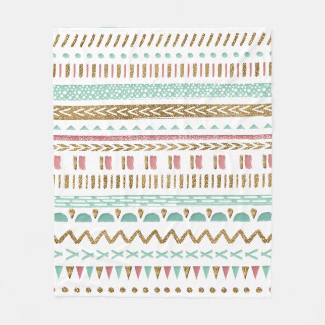 Manta Polar Pintura a mano tribal Diseño geométrico azteca azt (Anverso)