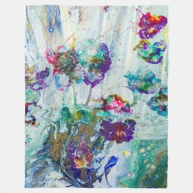 Manta Polar Pintura abstracta de colibrí (Anverso)