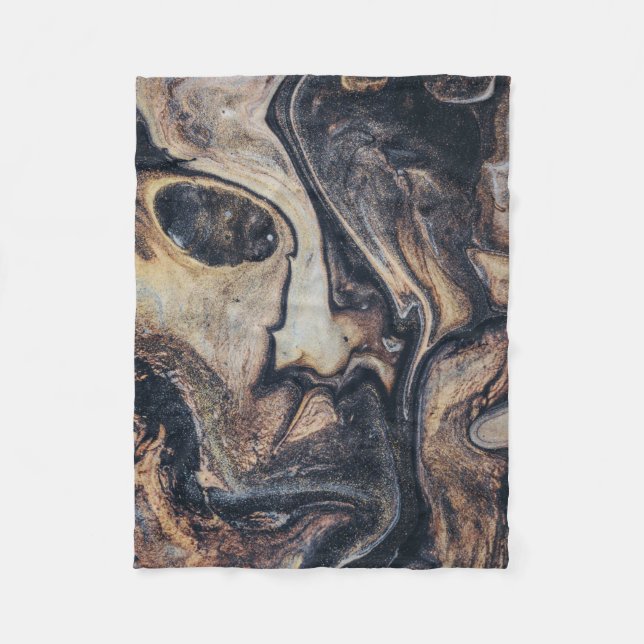 Manta Polar Pintura abstracta negra, marrón y gris (Anverso)