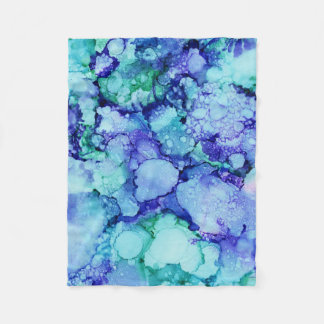 Manta Polar Pintura abstracta púrpura y azul