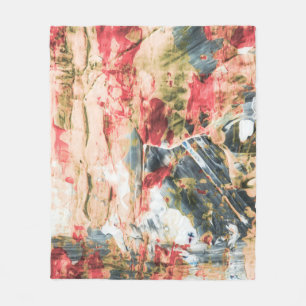 Manta Polar Pintura abstracta roja blanca y amarilla