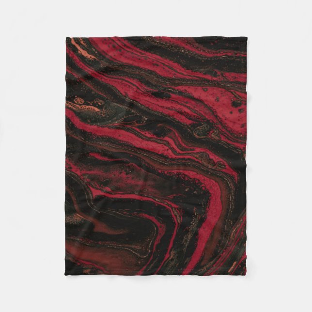 Manta Polar Pintura abstracta roja y negra (Anverso)