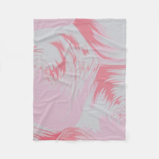 Manta Polar Pintura abstracta rosa y blanca (Anverso)