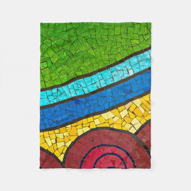 Manta Polar Pintura abstracta verde y roja (Anverso)