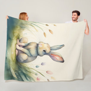 Manta Polar Pintura acuarela de conejo conejo conejo conejo