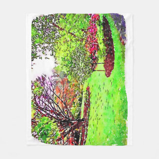 Manta Polar Pintura acuarela de un frondoso jardín de primaver