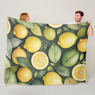 Manta Polar Pintura al Acuarela de Limones