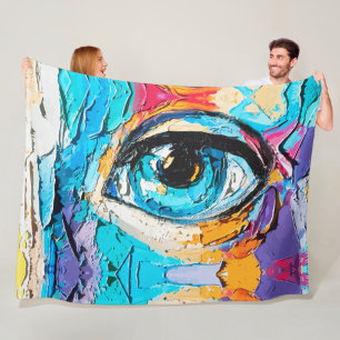 Manta Polar Pintura al óleo digital abstracta de ojos hermosos