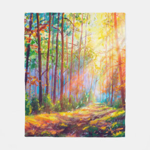 Manta Polar  pintura al óleo magnífico bosque en otoño, escéni