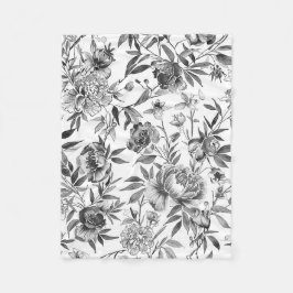 Manta Polar Pintura botánica floral de acuarela Chinoiserie