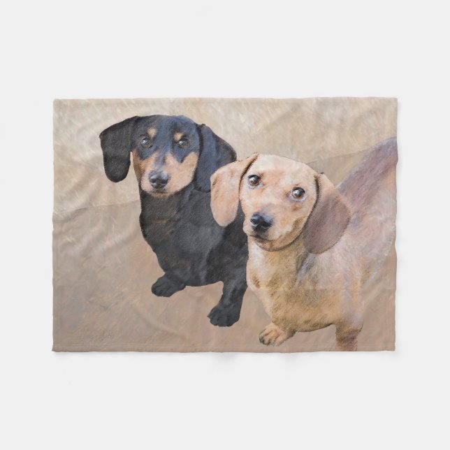 Manta Polar Pintura Dachshund (suave) - Arte Perro Original (Frente (Horizontal))