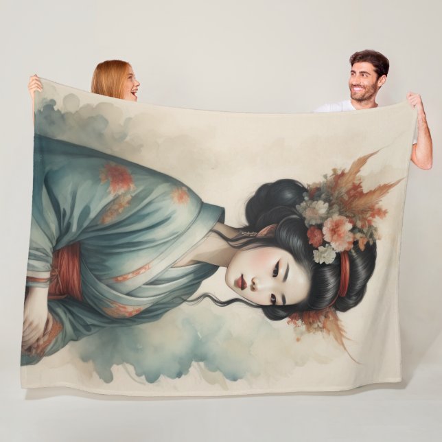 Manta Polar Pintura de acuarela de hermosas flores asiáticas (In situ)