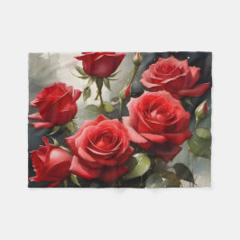 Manta Polar pintura de acuarela de rosas rojas bonitos