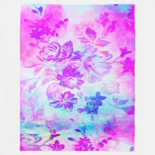 Manta Polar Pintura de acuarelas florales