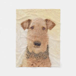 Manta Polar Pintura de Airedale Terrier - Arte original y pers