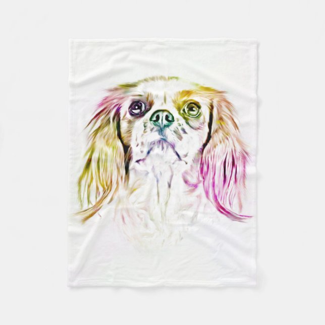 Manta Polar Pintura de arte canino Cavalier King Charles Spani (Anverso)