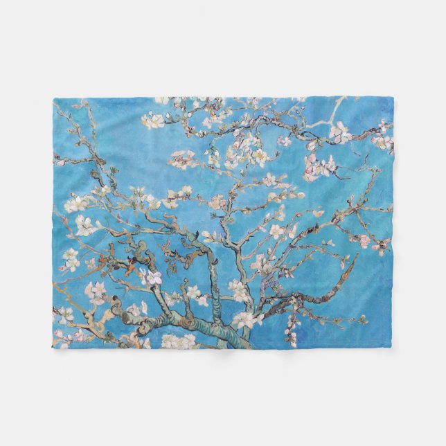 Manta Polar Pintura de arte de Almond Blossoms Blue Vincent va (Frente (Horizontal))