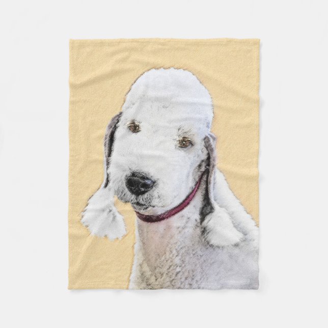 Manta Polar Pintura de Bedlington Terrier - Original Perro Art (Anverso)