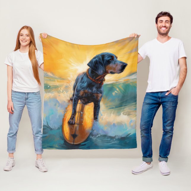 Manta Polar Pintura de Bluetick Coonhound Beach Surfing (In situ)