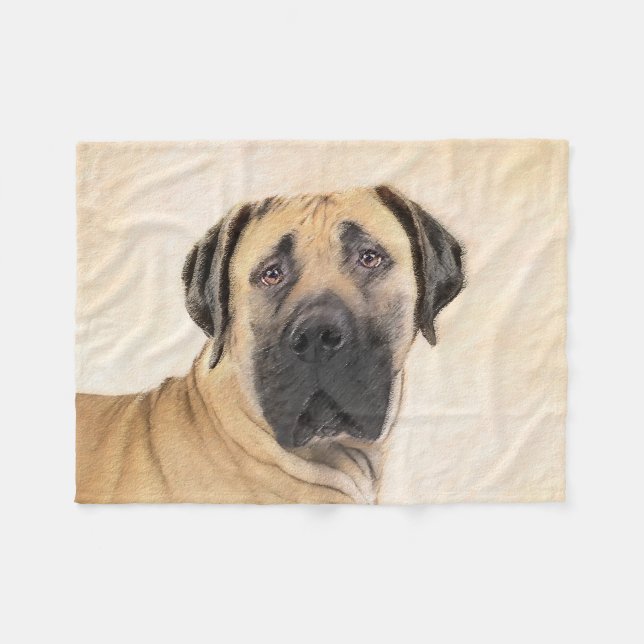 Manta Polar Pintura de Boerboel - Arte Perro Original Cuto (Frente (Horizontal))
