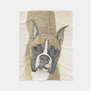 Manta Polar Pintura De Boxer - Arte De Perro Original Cuto