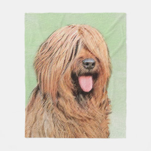 Manta Polar Pintura de Briard - Arte de Perro Original.