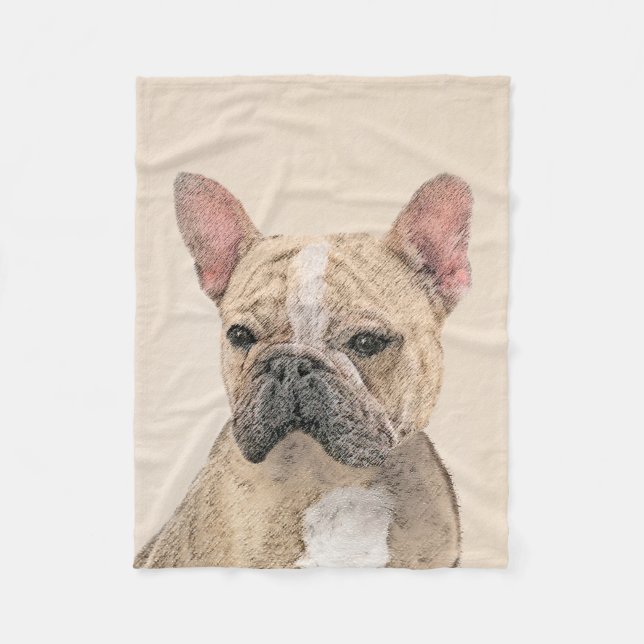 Manta Polar Pintura de Bulldog francés (Sable) - Cuto original (Anverso)