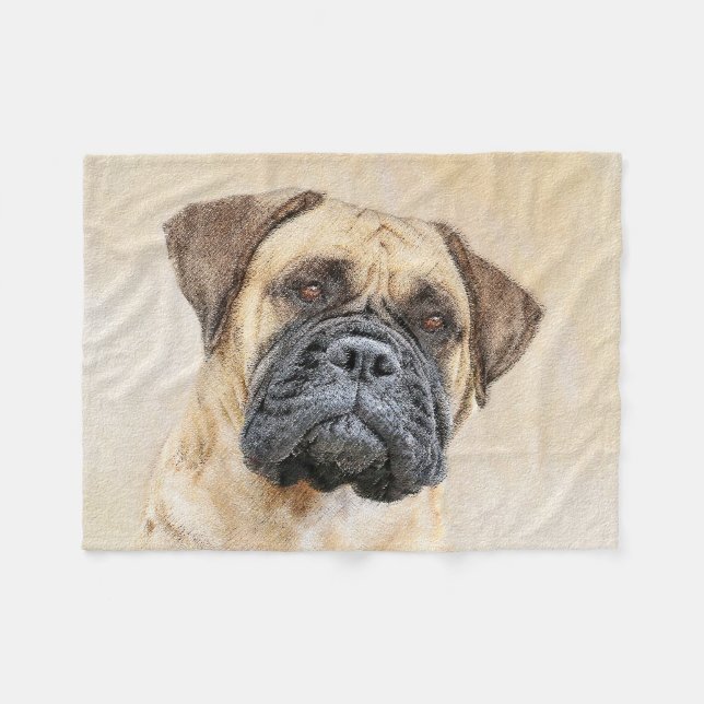 Manta Polar Pintura de Bullmastiff - Arte de Perro Original. (Frente (Horizontal))