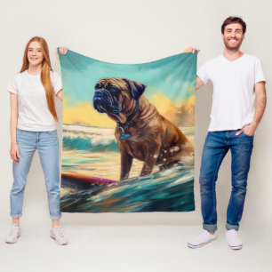 Manta Polar Pintura de Bullmastiff Beach Surfing