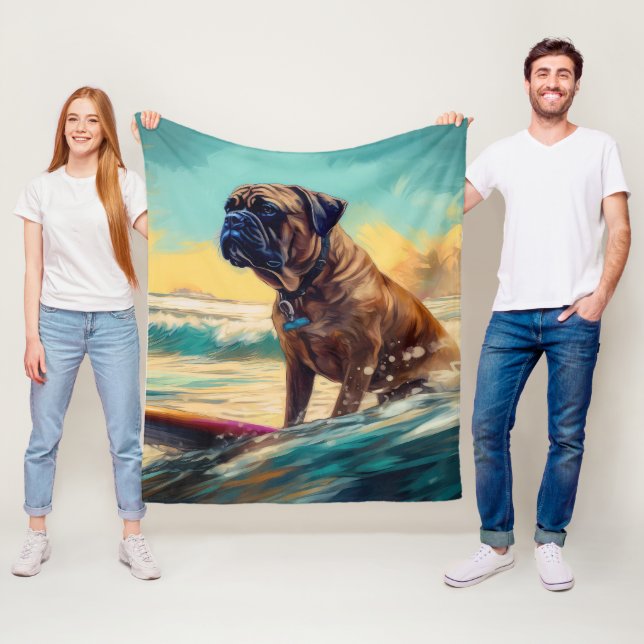 Manta Polar Pintura de Bullmastiff Beach Surfing (In situ)
