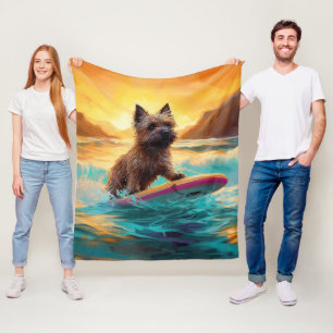 Manta Polar Pintura de Cairn Terrier Beach Surfing