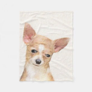 Manta Polar Pintura de Chihuahua - Arte Perro Original.