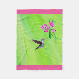 Manta Polar Pintura de colibrí y guisantes dulces
