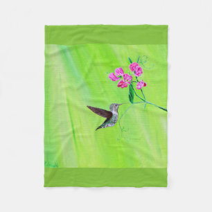 Manta Polar Pintura de colibrí y guisantes dulces