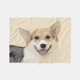 Manta Polar Pintura de Corgi galés de Pembroke - Arte Perro Or