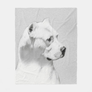 Manta Polar Pintura de Dogo Argentino - Arte original del perr
