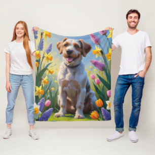 Manta Polar Pintura de Flores de Primavera del Griffon de Punt