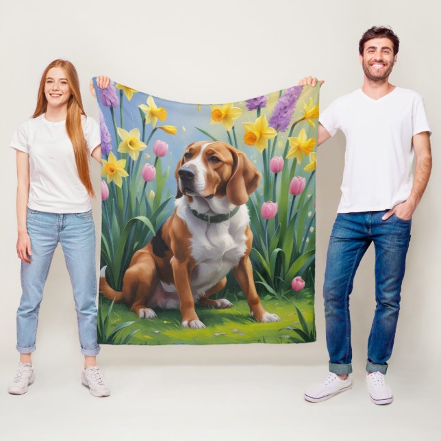 Manta Polar Pintura de flores de primavera del Treeing Walker  (In situ)