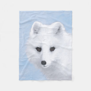 Manta Polar Pintura de Fox del Ártico - Arte de Vida Silvestr